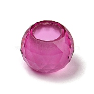 Glass European Beads, Large Hole Beads, Rondelle, Faceted, Old Rose, 11x8mm, Hole: 5.5mm(GLAA-XCP0001-42A)