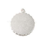 Brass Pendants, Flat Round, 925 Sterling Silver Plated, 16x14x0.3mm, Hole: 1.2mm(KK-P259-22S)