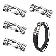 4Pcs Tibetan Style Stainless Steel Connector Charms, For Leather Cord Bracelet Jewelry Making, Antique Silver, 40.5x14x8.5mm, Hole: 12x6.5mm(STAS-AR0001-97)