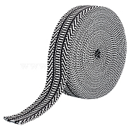 10 Yards Polyester Jacquard Ribbons, Tyrolean Ribbon, Stripe Pattern, Black, 1-1/2 inch(38mm)(OCOR-OC0001-20B)