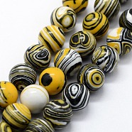 Synthetic Malachite Beads Strands, Dyed, Round, Black, 8mm, Hole: 1mm, about 46pcs/strand,  14.76 inch(37.5cm)(G-I199-32-8mm-B)