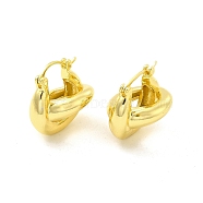 Brass Interlocking Rings Kont Hoop Earrings for Women, Light Gold, 20.5x21.5x18.5mm, Pin: 0.6~1x0.5mm(EJEW-E273-02LG)