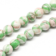 Dyed Round Synthetic Gemstone Ocean White Jade Beads Strands, Light Green, 10mm, Hole: 1mm, about 38pcs/strand, 15.5 inch(G-F085-10mm-05)