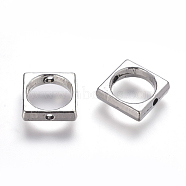 Tibetan Style Bead Frames, Lead Free, Cadmium Free and Nickel Free, Square, Antique Silver, about 11mm long, 11mm wide, 3mm thick, hole: 8mm(X-LF10939Y-NF)