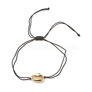 Alloy Shell Shape Braided Bead Bracelet for Women, Golden, Inner Diameter: 0.1~ 4 inch(1~10.1cm)(BJEW-JB08303)