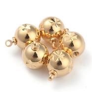 Brass Beads, Long-Lasting Plated, Round, Real 24K Gold Plated, 12.5x9.5~10mm, Hole: 1.4mm(KK-O133-15E-G)
