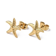 Ion Plating(IP) 304 Stainless Steel Starfish Stud Earrings for Women, Golden, 12x11.5mm, Pin: 0.8mm(EJEW-I285-06G)
