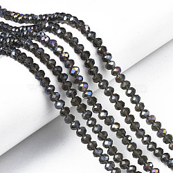Electroplate Glass Beads Strands, AB Color Plated, Faceted, Rondelle, Gray, 10x8mm, Hole: 1mm, about 65~66pcs/strand, 20.8~21.2 inch(53~54cm)(EGLA-A034-T10mm-B26)