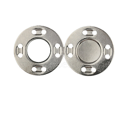Iron Magnetic Buttons Snap Magnet Fastener, Flat Round, for Cloth & Purse Makings, Gunmetal, 2cm(PURS-PW0001-444B-B)