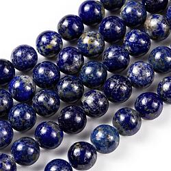 Natural Lapis Lazuli Round Beads Strands, 10mm, Hole: 1mm, about 38pcs/strand, 15.5 inch(X-G-I181-09-10mm)