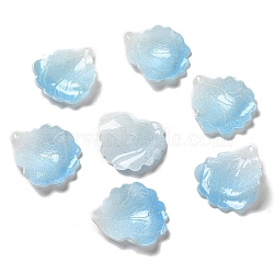 Acrylic Pendants, Leaf, Light Sky Blue, 25~26x23~24x4~6mm, Hole: 1~1.5mm(SACR-C002-40C)