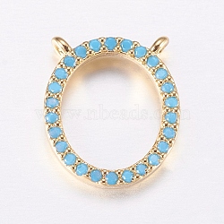 Brass Micro Pave Cubic Zirconia Charms, Oval, Golden, 12.5x11x2mm, Hole: 1mm(X-ZIRC-E135-37G)