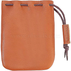 Leather Drawstring Wallets, Change Purse, Small Storage Bag for Earphone, Coin, Jewelry, Chocolate, 11.45x9.1x0.8cm(AJEW-WH0307-67C)