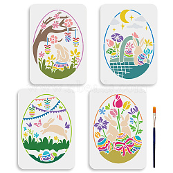 MAYJOYDIY US 1 Set Easter PET Hollow Out Drawing Painting Stencils, with 1Pc Art Paint Brushes, for DIY Scrapbook, Photo Album, Rabbit, 297x210mm, 4pcs/set(DIY-MA0003-41A)