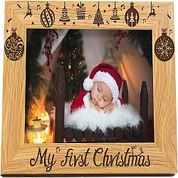 Natural Wood Photo Frames, for Tabletop Display Photo Frame, Rectangle, Peru, Christmas Themed Pattern, 152x102mm(DIY-WH0234-007)