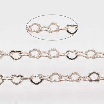 Brass Heart Link Chains, Soldered, with Spool, Rose Gold, 1.8x2.4x0.4mm, about 9.84 Feet(3m)/Roll