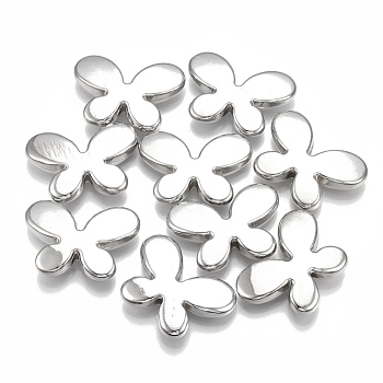 CCB Plastic Beads, Butterfly, Platinum, 21.5x30x6mm, Hole: 2.5mm