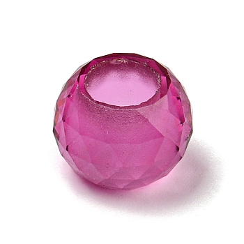 Glass European Beads, Large Hole Beads, Rondelle, Faceted, Old Rose, 11x8mm, Hole: 5.5mm