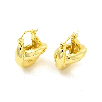 Brass Interlocking Rings Kont Hoop Earrings for Women, Light Gold, 20.5x21.5x18.5mm, Pin: 0.6~1x0.5mm