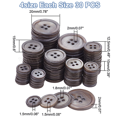 120Pcs 4 Style 4-Hole Natural Shell Buttons(FIND-GA0003-28A)-2