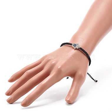 Hamsa Hand /Hand of Miriam with Evil Eye Braided Bead Bracelet for Girl Women(BJEW-JB06910-02)-3