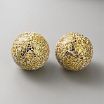 Glass Mosaic Foam Ball Christmas Decorations, Gold, 79~80mm(AJEW-WH0609-323A-02)
