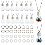 DIY 304 Stainless Steel & Glass Bottle Pendant Necklace Making Kits, Round, 28x18mm, Hole: 2mm(DIY-HS0001-59A)