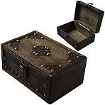 Vintage Wood Jewelry Treasure Chest, Wooden Storage Boxes for Trinket, with Iron Clasps, Rectangle, Coffee, 18.1x12x8cm(CON-WH20002-17)