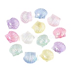 Transparent Plastic Beads, Shell Shape, AB Color Plated, Mixed Color, 11x12.5x6.5mm, Hole: 1.6~1.8mm, about 1110pcs/500g(KY-N025-34)