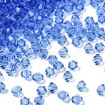 Transparent Glass Beads, Bicone, Faceted, Deep Sky Blue, 4x3.5mm, Hole: 0.8mm, about 720pcs/bag(GLAA-K072-04O)