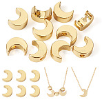 10Pcs Brass Beads, Cadmium Free & Lead Free, Moon, Real 18K Gold Plated, 7x4x3mm, Hole: 1.4mm(KK-TA0001-72G)