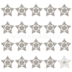 40Pcs Alloy Rhinestone Shank Buttons, 1-Hole, Star, Silver, 20x21x6mm, Hole: 1.5mm(BUTT-MA0001-02)