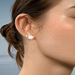 1 Pair Rabbit Brass Stud Earrings, with Imitation Pearl, Golden, 11.5x7.5mm(EJEW-LP0003-58)