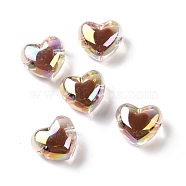 Transparent Acrylic Beads, Bead in Bead, AB Color Plated, Heart, Saddle Brown, 19x21.5x14mm, Hole: 3.5mm(TACR-G044-01H)