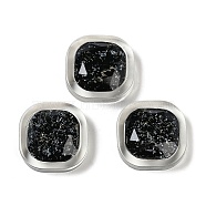 Transparent Epoxy Resin Glitter Powder Decoden Cabochons, Square, Black, 23x23x8.3mm(CRES-S367-17A)