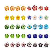 300Pcs 10 colors Handmade Millefiori Glass Beads, Flower, Mixed Color, 4~7.2x2.6mm, Hole: 1mm, 30pcs/color(LAMP-TA0002-05)