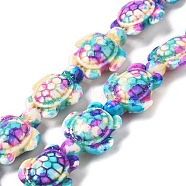 Synthetic Turquoise Dyed Beads Strands, Fuel Injection Effect, Sea Turtle, Deep Sky Blue, 17~18x14~14.5x7mm, Hole: 1.6mm, about 22~23pcs/strand, 14.96''~15.35''(38~39cm)(X-G-P507-05C)