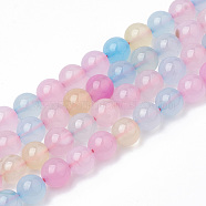 Natural Agate Beads Strands, Dyed, Round, Mixed Color, 8~8.5mm, Hole: 1mm, about 47pcs/strand, 15.5 inch(G-T098-04C)