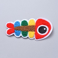 Computerized Embroidery Cloth Sew on Patches, Costume Accessories, Appliques, Fish Bone, Colorful, 58x103x4mm(DIY-D048-26)