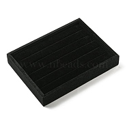 5-Slot Velvet Ring Display Storage Boxes, Plush Ring Organzier Trays, Rectangle, Black, 20.2x15.3x3cm(CON-G022-02B)