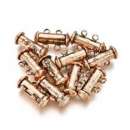 2-Strands 4-Holes Tube Brass Magnetic Slide Lock Clasps, Nickel Free, Red Copper, 16x10x7mm, Hole: 1.5mm(X-KK-D472-R-NF)