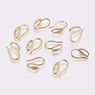 Brass Earring Hooks, Leaf, Nickel Free, Real 18K Gold Plated, 12x9x3mm(X-KK-R037-218G)