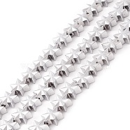 Electroplate Synthetic Non-magnetic Hematite Beads, Star, Platinum Plated, 7.5x7x3.5mm, Hole: 1mm, about 44~61pcs/strand, 11.02 inch(28cm)~15.55 inch(39.5cm)(G-I317-03E)