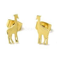 Cute Little Animal Theme 304 Stainless Steel Stud Earrings, Giraffe, 12x5mm(EJEW-B041-04H-G)