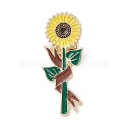 Sunflower Enamel Pin, Gold Plated Alloy Badge for Backpack Clohtes, Yellow, 40x16x2mm(JEWB-E016-16G)