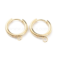 201 Stainless Steel Huggie Hoop Earring Findings, with Horizontal Loop and 316 Surgical Stainless Steel Pin, Real 24K Gold Plated, 19x17x2.5mm, Hole: 2.5mm, Pin: 1mm(STAS-P283-01D-G)