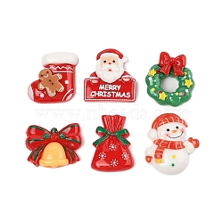 Christmas Theme Opaque Resin Cabochons, Mixed Shapes, Mixed Color, 19~29.5x22~25x6.5~7.5mm(CRES-M037-23)