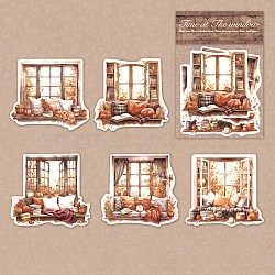 10Pcs 5 Styles Paper Flower Window Decorative Stickers, for DIY Scrapbooking, Travel Diary Craft, Chocolate, 100x100mm, 2pcs/style(PW-WG70002-02)