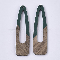 Resin & Wood Big Pendants, Snap Hair Clip Shape, Teal, 66~66.5x17x3~3.5mm, Hole: 1.5mm(RESI-S358-99J)