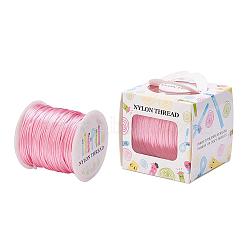 Nylon Thread, Rattail Satin Cord, Pink, 1.0mm, about 76.55 yards(70m)/roll(NWIR-JP0010-1.0mm-103)
